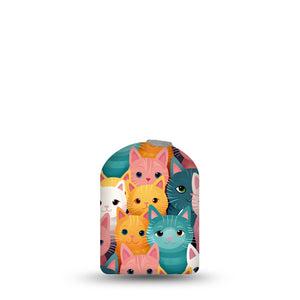 ExpressionMed Rainbow Cats Omnipod Full Wrap Center Sticker Single Sticker Only Brightly Colored Kittens Vinyl Decoration Pump Design