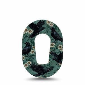 ExpressionMed Crows Dexcom G6 Mini, Single Tape raven flower design Adhesive Tape for CGM