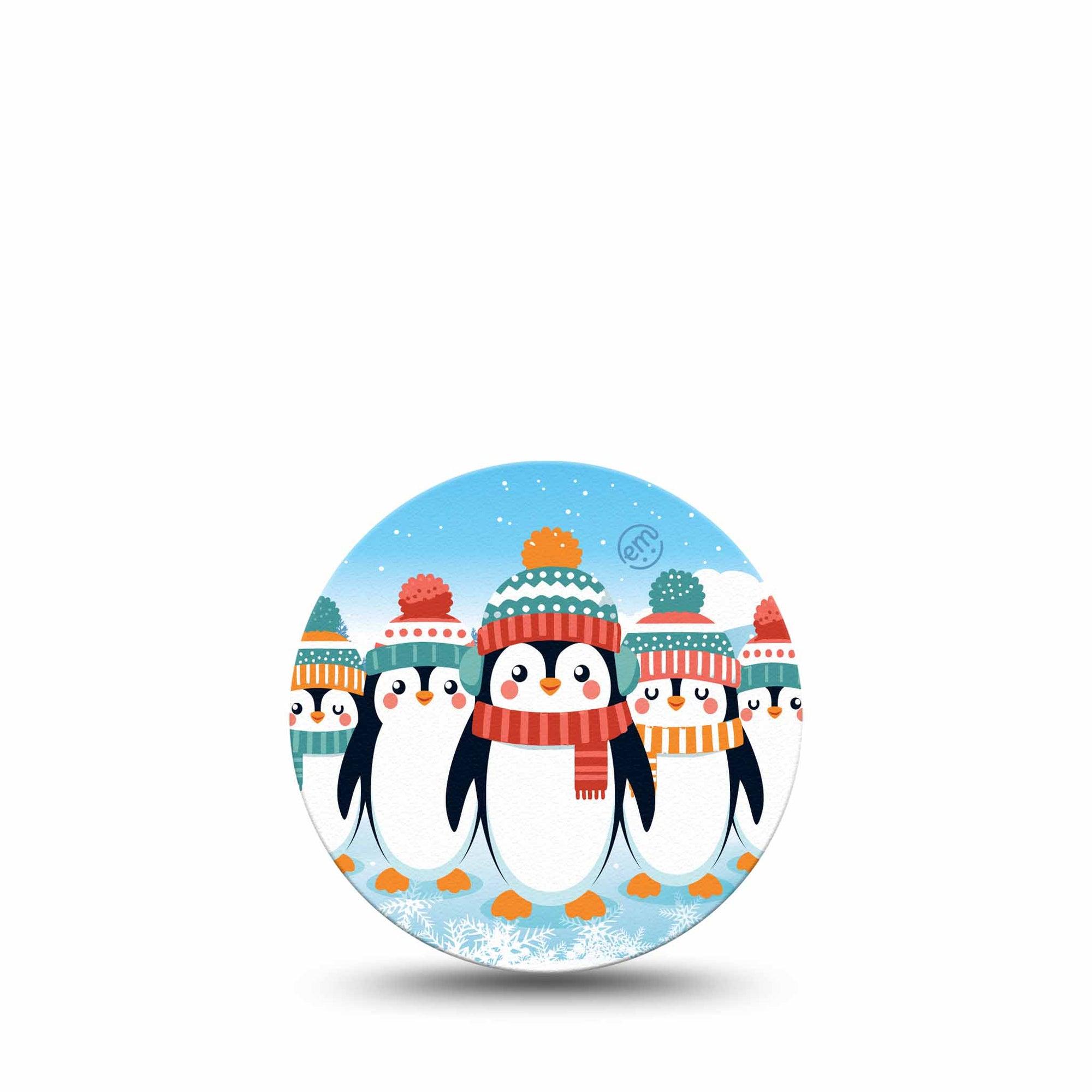 ExpressionMed Penguins In Row Freestyle Libre 3 Overpatch Single Tape Seasonal Cute Penguins, Adhesive Patch CGM Design