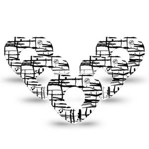 ExpressionMed B&W Drip Infusion Set Heart Shape Tape 10-Pack Tape Fluid Drips, Adhesive Tape Continuous Glucose Monitor Design
