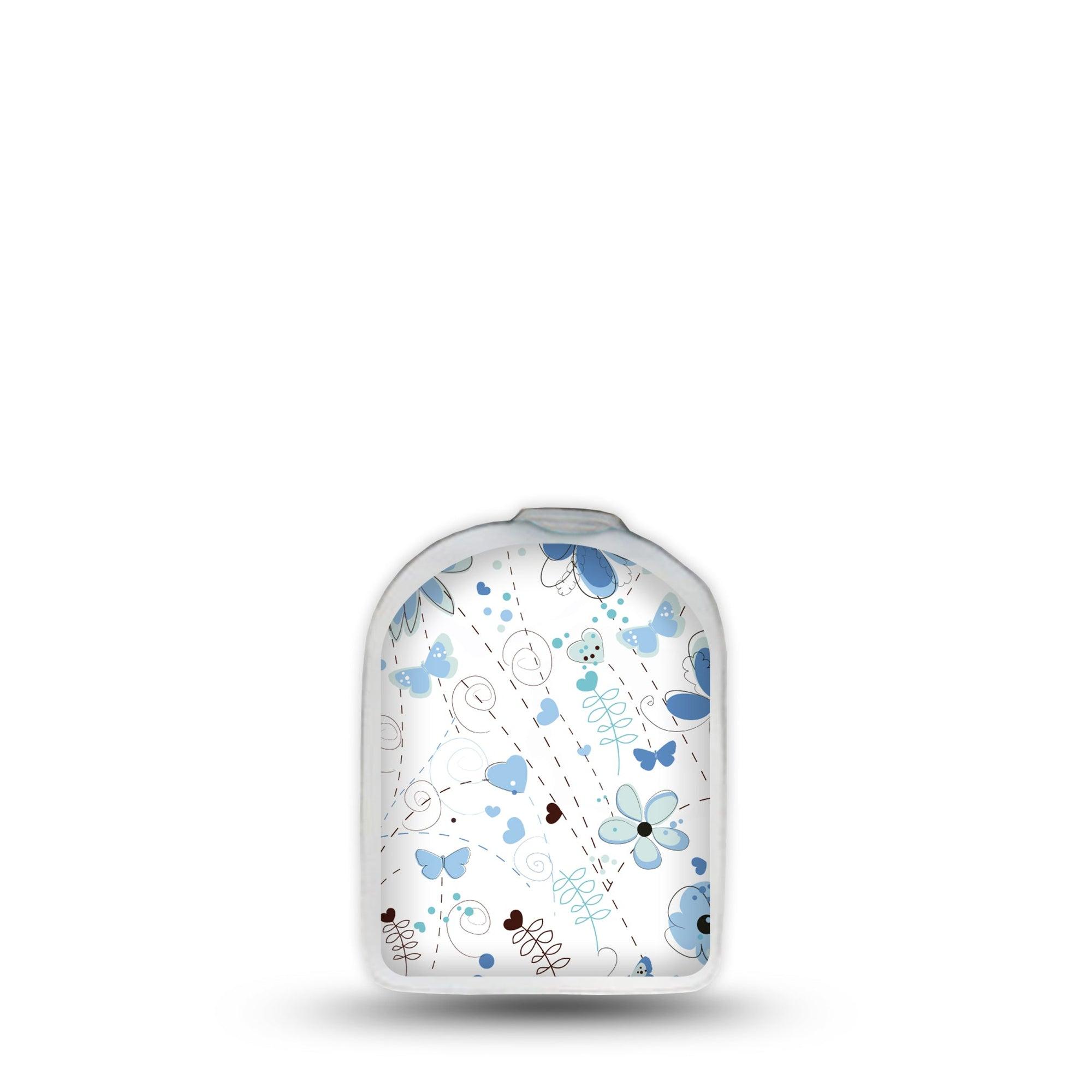 ExpressionMed Cute Blue Flowers Omnipod Surface Center Sticker Single Sticker Floral Blues Vinyl Decoration Pump Design