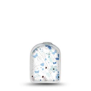 ExpressionMed Cute Blue Flowers Omnipod Surface Center Sticker Single Sticker Floral Blues Vinyl Decoration Pump Design