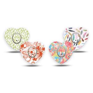 ExpressionMed Heatwave Variety Pack Dexcom G7 Heart Shape Tape, Dexcom Stelo Glucose Biosensor System, 4-Pack Tape and 4-Pack Sticker Variety Soft Color Patterns, Overlay Patch CGM Design