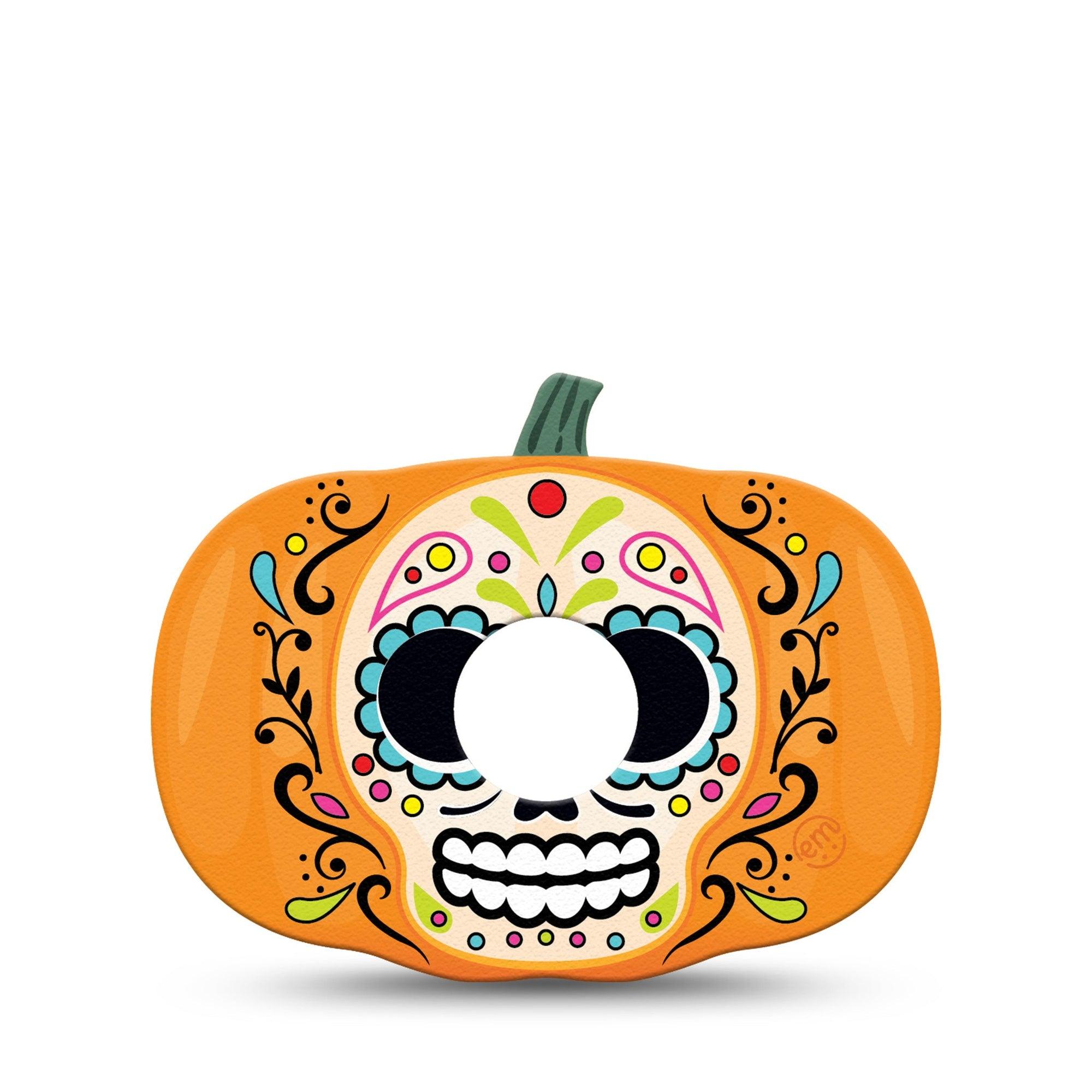 ExpressionMed Sugar Skull Pumpkin Freestyle Libre 3 Pumpkin Shape Tape Single Artistic Halloween Pumpkin Patch CGM Design