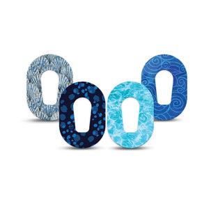 ExpressionMed Coastal Blues Dexcom G6 Mini, 4-Pack Tape nautical blue palette Waterproof Sensor Cover for Continuous Glucose Monitor