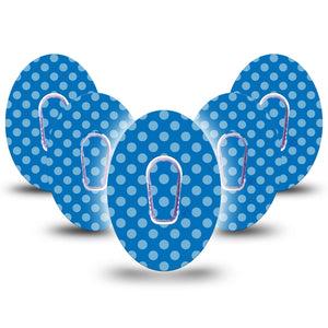 ExpressionMed Blue Polka Dots Dexcom G6 Tape, 5-Pack Tape and 5-Pack Sticker Minimalist Blue Dots, Plaster Continuous Glucose Monitor Design