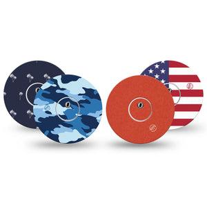 ExpressionMed USA Basics Freestyle Libre 3 and Libre 3 Plus, tape and sticker  patriotic basics Fixing Ring Tape for Continuous Glucose Monitor