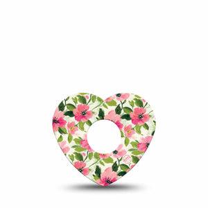 ExpressionMed Painter’s Cosmos Freestyle Libre 3 and Libre 3 Plus Heart, Single Tape Painted pink blossoms Vinyl Decoration for CGM