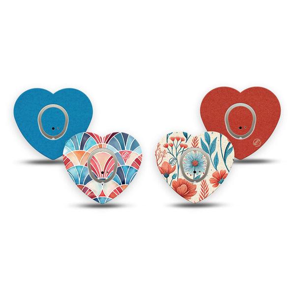 ExpressionMed Teal Rouge Dexcom G7 and Dexcom Stelo Glucose Biosensor System Heart, tape and sticker  bold color contrast Vinyl Decoration for CGM