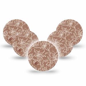 ExpressionMed Mocha Mousse Lace Freestyle Libre 3 and Libre 3 Plus Overpatch, 5-Pack Tape Pantone Color Of The Year, Adhesive Patch CGM Design