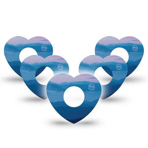 ExpressionMed Watercolor Skies Infusion Set Heart Shape Tape 10-Pack Tape Soft Skies, Plaster Continuous Glucose Monitor Design