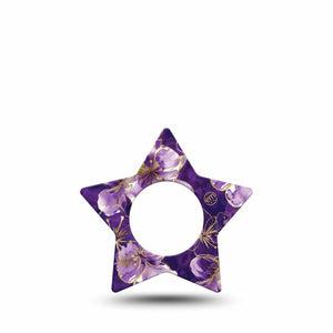 ExpressionMed Plum Gold Freestyle Libre, Libre 2 Plus, and Abbott Lingo Star, Single Tape Purple gold hibiscus Decorative Patch for CGM