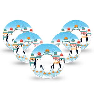 ExpressionMed Penguins In Row Infusion Set Tape 10-Pack Tape Adorable Penguin Friends, Overlay Patch CGM Design