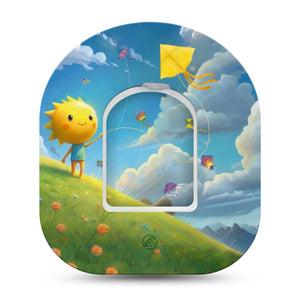ExpressionMed Summer Kite Omnipod Tape, Single Tape and Single Sticker Happy Sun Kite, Adhesive Patch Pump Design