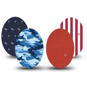 ExpressionMed USA Basics Medtronic Guardian Enlite Universal Oval, 4-Pack Tape red white blue palette Best Covers for CGM