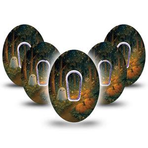 ExpressionMed Woodland Ghost Dexcom G6, 5-Pack Tape and 5-Pack Sticker spooky forest ghost Decorative Decal for CGM