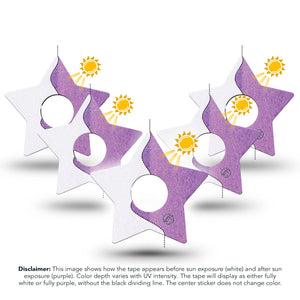 ExpressionMed Solar Violet Freestyle Libre 3 and Libre 3 Plus Star Shape Tape, 5-Pack Tape Solar-Reactive Purple, Patch CGM Design