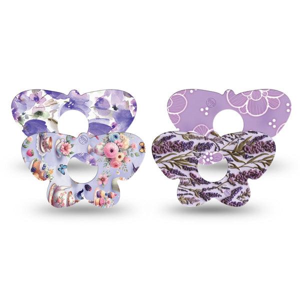 ExpressionMed Garden Party Freestyle Libre 3 and Libre 3 Plus Butterfly, 4-Pack Tape Fresh florals and deserts Waterproof Plaster for CGM