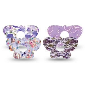 ExpressionMed Garden Party Freestyle Libre 3 and Libre 3 Plus Butterfly, 4-Pack Tape Fresh florals and deserts Waterproof Plaster for CGM