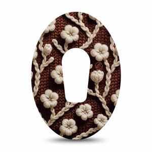 ExpressionMed Cozy Sweater Dexcom G6 Tape, Single Tape Ivory Knitted Inspired Florals, Plaster Continuous Glucose Monitor Design