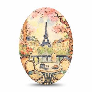 ExpressionMed Café Terrace Medtronic Guardian Enlite Universal Oval, Single Tape Soft color painting Vinyl Decoration for CGM