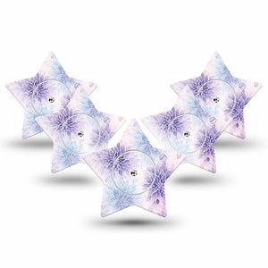 ExpressionMed Wisteria Fade Freestyle Libre, Libre 2 Plus, and Abbott Lingo Star, 5-Pack Tape and 5-Pack Sticker Spring purple bouquet Waterproof Sensor Cover for Continuous Glucose Monitor