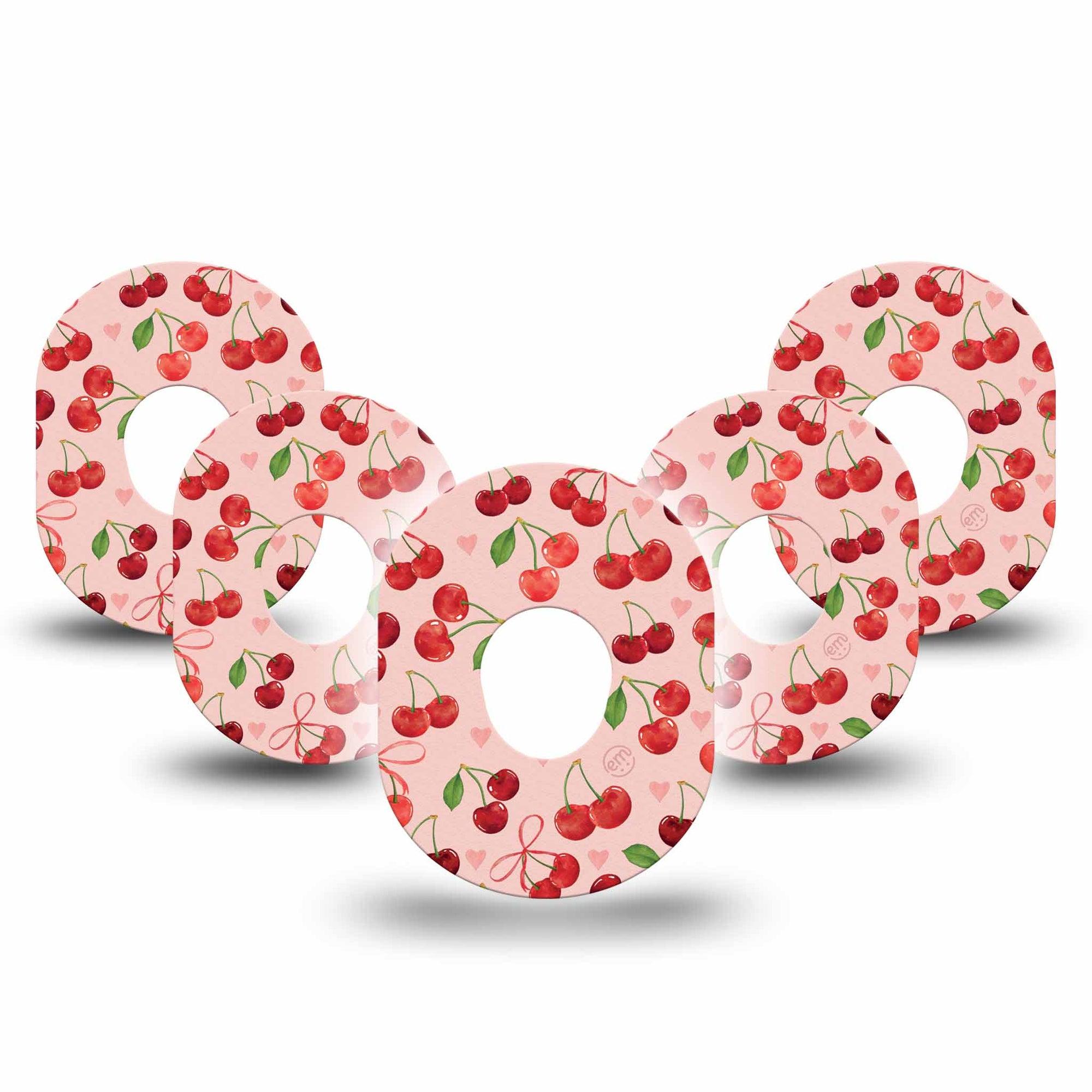 ExpressionMed Cherries Dexcom G7 Tape, Dexcom Stelo Glucose Biosensor System, 5-Pack Tape Red Cherries, Overlay Tape CGM Design