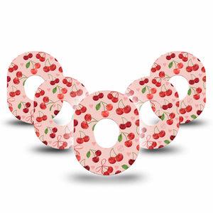 ExpressionMed Cherries Dexcom G7 Tape, Dexcom Stelo Glucose Biosensor System, 5-Pack Tape Red Cherries, Overlay Tape CGM Design
