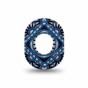 ExpressionMed Indigo Loomwork Dexcom G7 and Dexcom Stelo Glucose Biosensor System Mini, Single Tape Structured textile pattern Waterproof Plaster for CGM