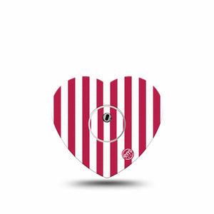 ExpressionMed Red Stripes Freestyle Libre 3 and Libre 3 Plus Heart, Single Tape and Single Sticker Playful summer stripes Patch for CGM