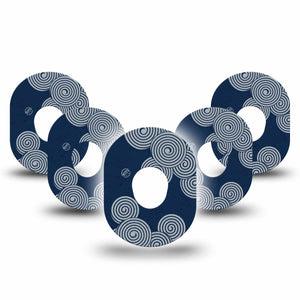 ExpressionMed Blue Swirls Dexcom G7 Tape, Dexcom Stelo Glucose Biosensor System, 5-Pack Tape Twisting Spirals, Overlay Tape CGM Design
