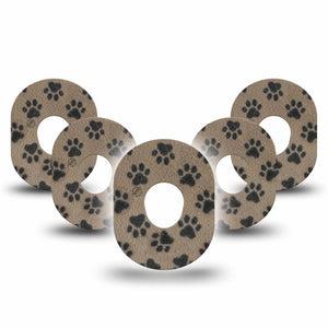 ExpressionMed Fuzzy Pawprints Dexcom G7 and Dexcom Stelo Glucose Biosensor System, 5-Pack Fur pawprints Adhesive Patch for Continuous Glucose Monitor
