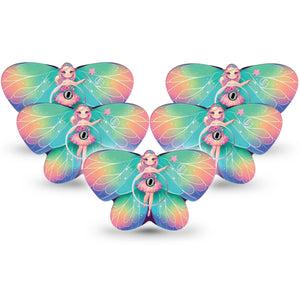 ExpressionMed Fairy Freestyle Libre 3 and Libre 3 Plus Butterfly Shape Tape 5-Pack Tape and 5-Pack Sticker Magical Fairy Shape, Overlay Patch CGM Design