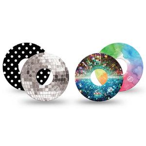 ExpressionMed Disco Pop Freestyle Libre 3 and Libre 3 Plus, 4-Pack Tape bold graphic pattern Best Covers for CGM