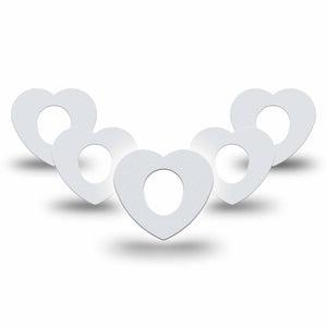 ExpressionMed White Dexcom G7 Heart Shape Tape, Dexcom Stelo Glucose Biosensor System, 5-Pack Tape Pristine Texture, Overlay Patch CGM Design