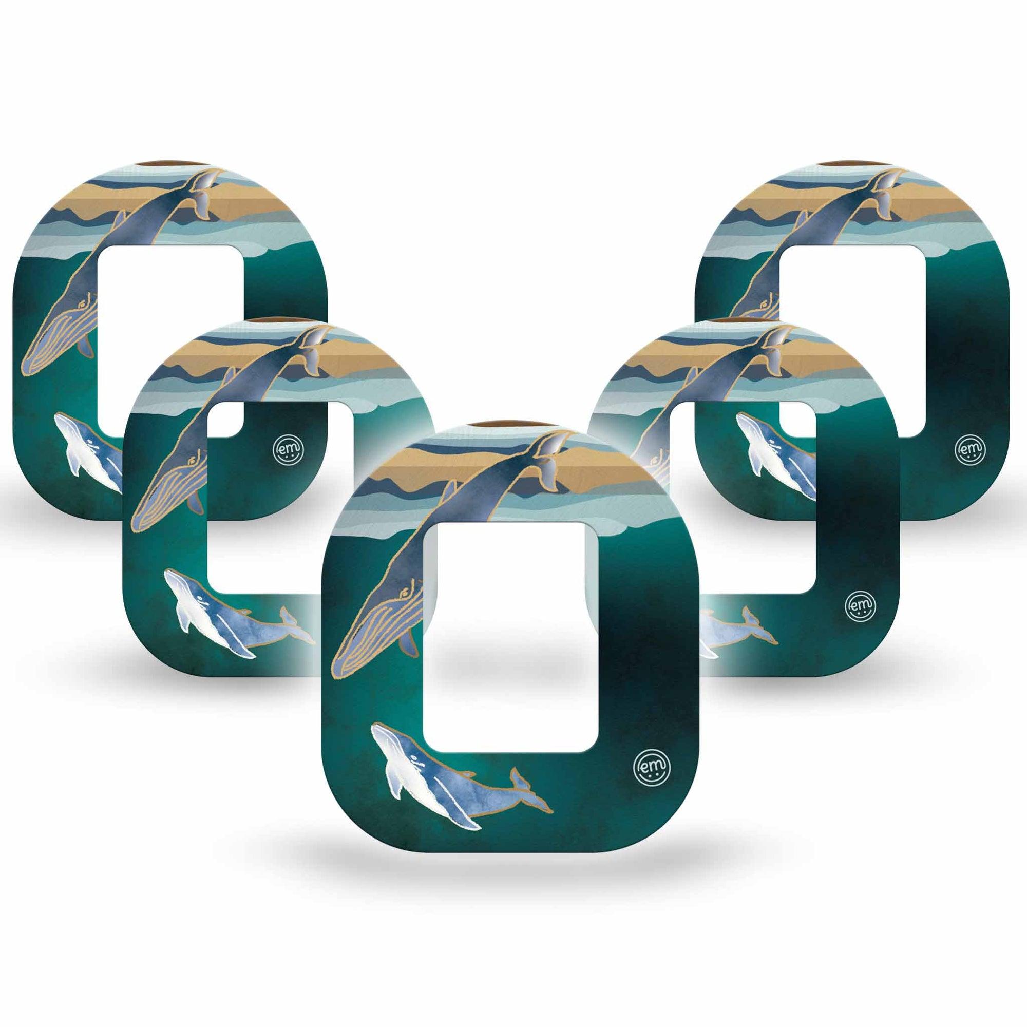 ExpressionMed Whales Tandem Mobi 5-Pack Teal green ocean creatures Pump Plaster Design