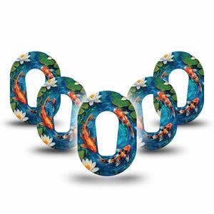 ExpressionMed Koi Pond Dexcom G6 Mini, 5-Pack floral koi print Waterproof Plaster for Continuous Glucose Monitor