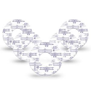 ExpressionMed Airplane Infusion Set Tape, 10-Pack Tape Plane Illustration Print, Overlay Patch Continuous Glucose Monitor Design