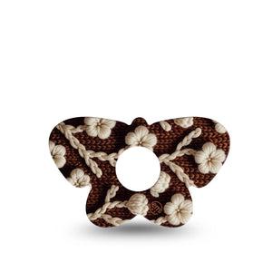 ExpressionMed Cozy Sweater Freestyle Libre 3 and Libre 3 Plus Butterfly Shape Tape, Single Tape Cute Yarn Inspired Flowers, Overlay Patch CGM Design