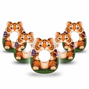ExpressionMed Playful Tiger Freestyle Libre, Libre 2 Plus, and Abbott Lingo, 5-Pack fun tiger illustration Decorative Patch for Continuous Glucose Monitor