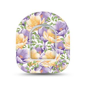 ExpressionMed Crocus Flowers Omnipod Surface Center Sticker and Mini Tape Spring Crocus Vinyl Sticker and Tape Design Pump Design