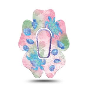 ExpressionMed Turtley One-derful Dexcom G6 Flower, Single Tape and Single Sticker Hibiscus florals Adhesive Tape for CGM