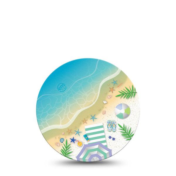 ExpressionMed Relaxing Beach Dexcom 2 Overpatch, Single, Beach Volleyball Themed, CGM Adhesive Tape Design, Dexcom Stelo