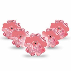 ExpressionMed Blush Rose Freestyle Libre 3 and Libre 3 Plus Flower Shape Tape 5-Pack Tape and 5-Pack Sticker Elegant Rose Overlay Tape CGM Design