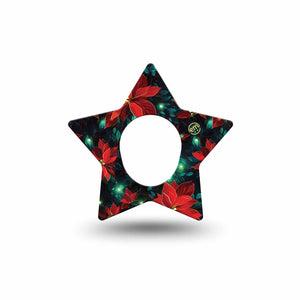 ExpressionMed Christmas Floral Dexcom G7 Star Shape Tape, Dexcom Stelo Glucose Biosensor System, Single Tape Christmas Lights, Overlay Patch CGM Design