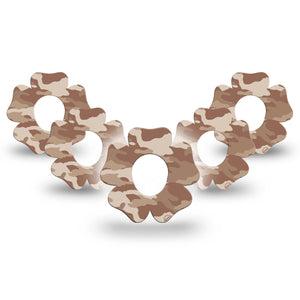 ExpressionMed Desert Camo Dexcom G7 Flower Shape Tape, Dexcom Stelo Glucose Biosensor System, 5-Pack Sandy Camouflage Adhesive Tape CGM Design