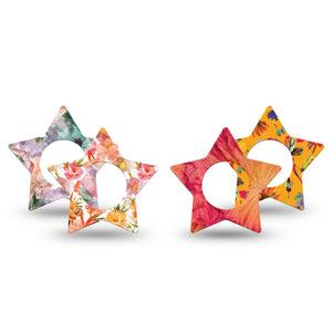 ExpressionMed Ruffle Bloom Freestyle Libre, Libre 2 Plus, and Abbott Lingo Star, 4-Pack Tape blooming flower design Sensor Cover for Continuous Glucose Monitor