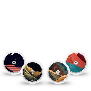 ExpressionMed Mountain Escapade Freestyle Libre, Libre 2 Plus, and Abbott Lingo Sticker, 4-Pack Sticker outdoor adventure mountain aesthetic Overlay Patch for Continuous Glucose Monitor