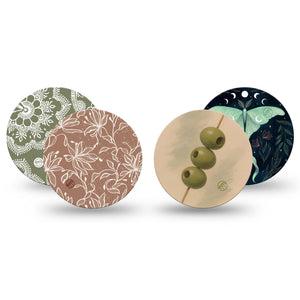 ExpressionMed Olive Grove Freestyle Libre 3 and Libre 3 Plus OverPatch, 4-Pack Tape Khaki green prints Plaster for CGM