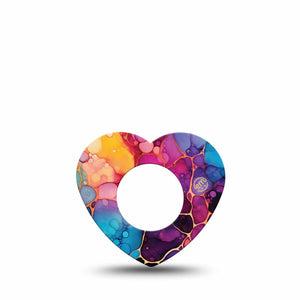 ExpressionMed Rainbow Ink Freestyle Libre, Libre 2 Plus, and Abbott Lingo Heart, Single Tape Color wash design Overlay Tape for CGM